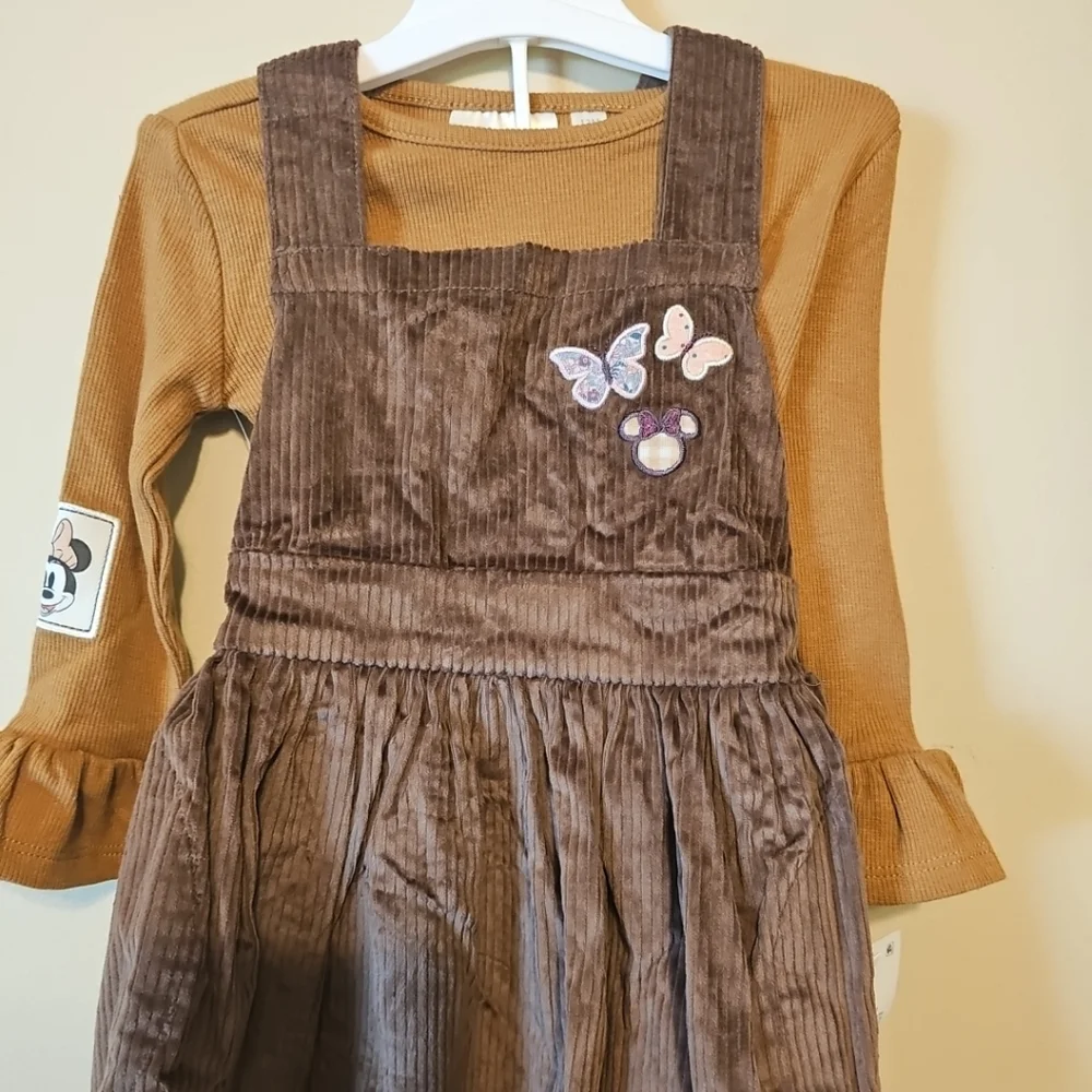 Disney Minnie Mouse‎ Toddler Girls Corduroy Top Dress Set Brown 12M